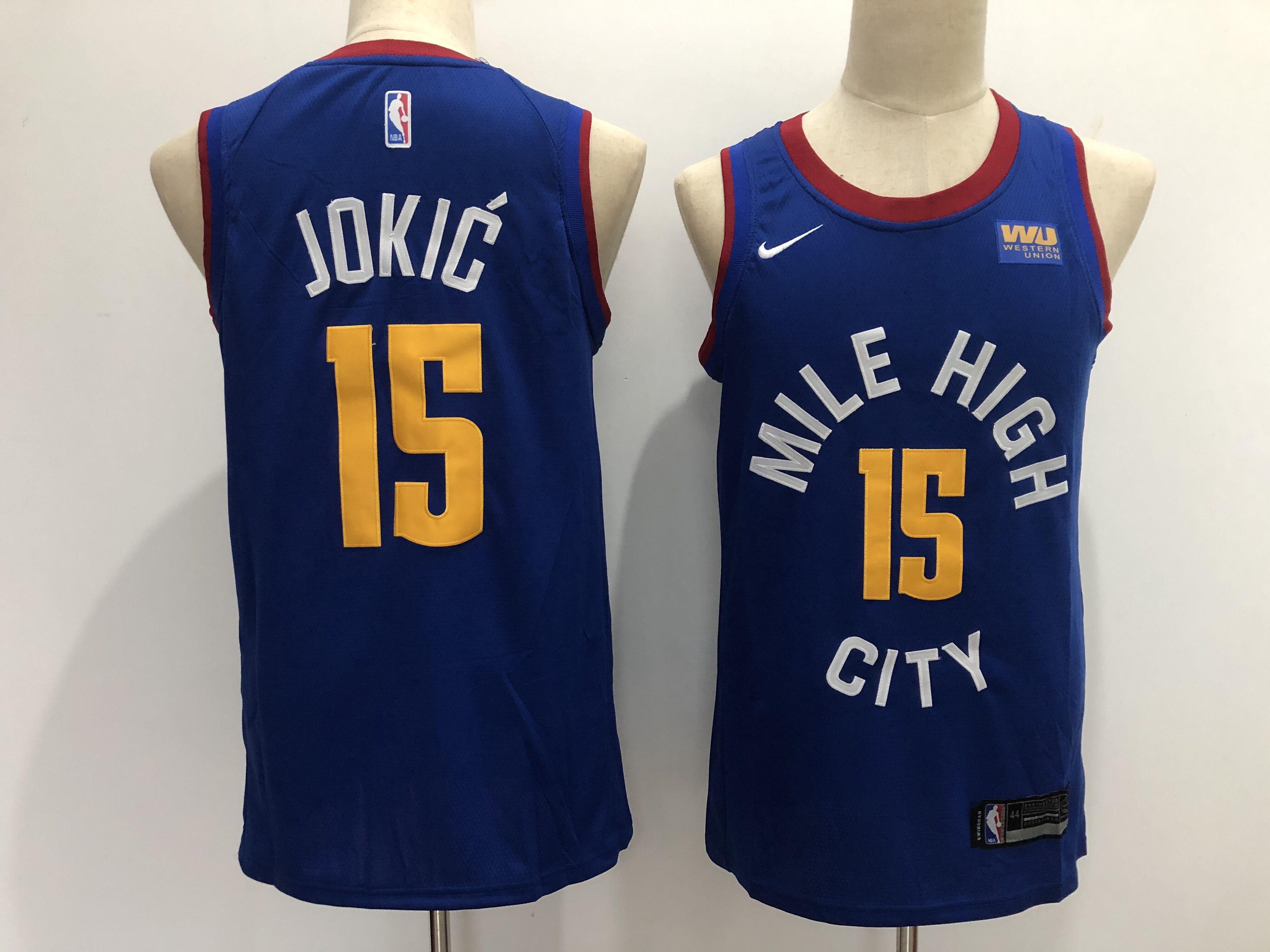 Men Denver Nuggets 15 Jokic Blue Game Nike NBA Jerseys